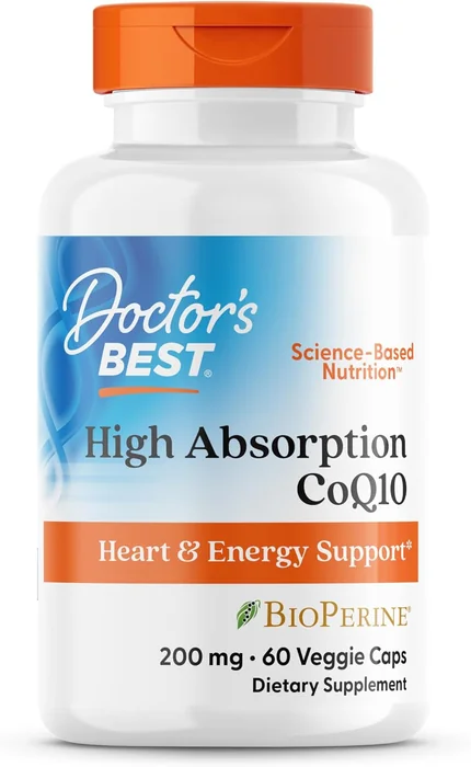Doctor's Best High Absorption CoQ10 with BioPerine 200 mg, 60 veggie caps bottle