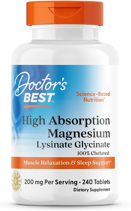 Doctor's Best High Absorption Magnesium Lysinate Glycinate, 240 tablets bottle