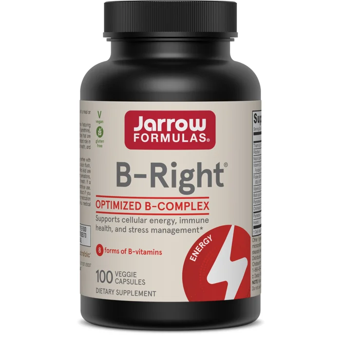 Jarrow Formulas B-Right Optimized B-Complex bottle, 100 veggie capsules